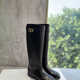Женские сапоги Christian Dior 2022 черные кожаные зимние