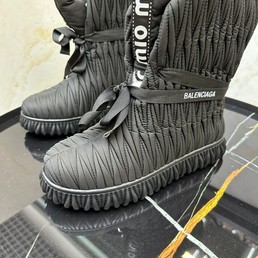 Женские ботинки Balenciaga 2022 черно-серые нейлоновые зимние