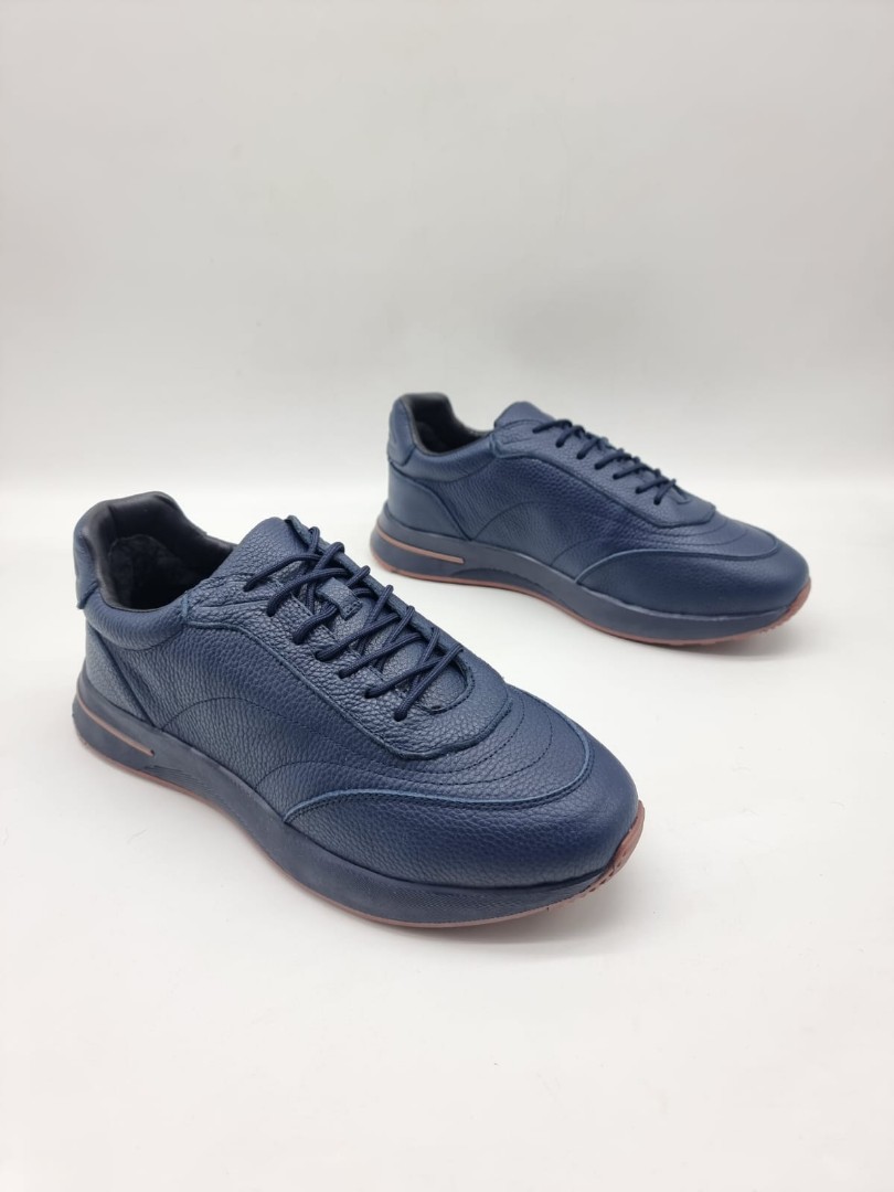 Мужские кроссовки Loro Piana 2022-2023 синие кожаные зимние