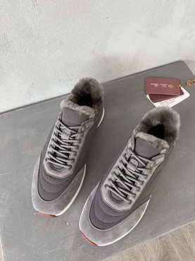Мужские кроссовки Loro Piana 2022 комбинированные серые
