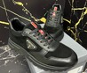 Мужские комбинированные кроссовки Prada 2022 черные с красным логотипом