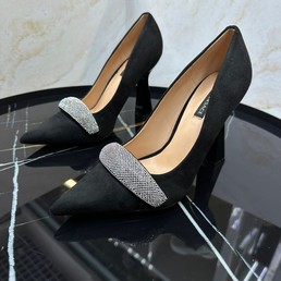 Женские туфли Versace черные замшевые с декором