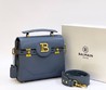 Женская сумка Balmain 23x21 серо-голубая кожаная
