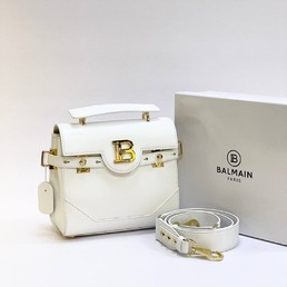 Женская сумка Balmain 23x21 белая кожаная