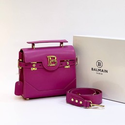 Женская сумка Balmain 23x21 розовая с оттенком кожаная