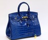 Женская сумка Hermes синяя 35x28 кожаная