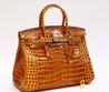 Женская сумка Hermes оранжево-коричневая 35x28 кожаная
