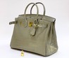 Женская сумка Hermes серая 35x28 кожаная