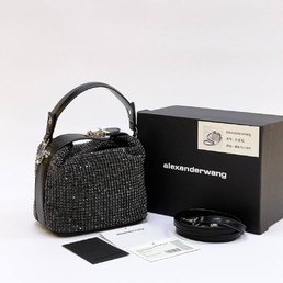 Женская сумка Alexander Wang черная со стразами 17x11