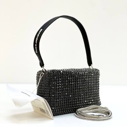 Женская сумка Alexander Wang черная со стразами 17x11x6