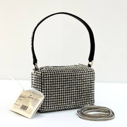 Женская сумка Alexander Wang серебристая со стразами 17x11x6