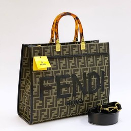 Сумка Fendi зеленая с орнаментом текстильная