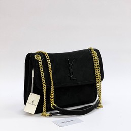 Женская сумка Yves Saint Laurent 28х20 черная велюровая