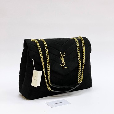 Женская сумка Yves Saint Laurent 32х23 черная велюровая