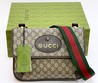 Женская сумка Gucci серая с коричневым 30Х21