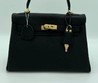 Женская сумка Hermes черная 32x24 кожаная