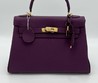 Женская сумка Hermes фиолетово-бордовая 32x24 кожаная