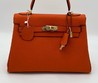 Женская сумка Hermes оранжевая 32x24 кожаная