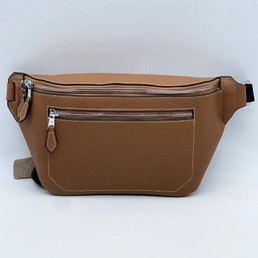 Мужская поясная сумка Hermes 33x18 кожаная коричневая