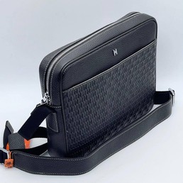 Мужская сумка Hermes 30x22 кожаная черная