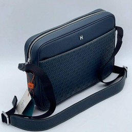 Мужская сумка Hermes 30x22 кожаная синяя
