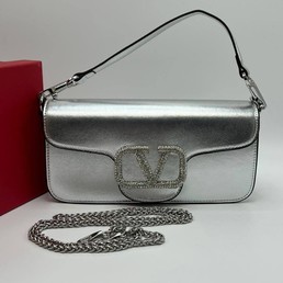 Женская сумка Valentino серебристая 28Х14