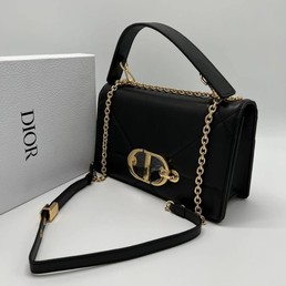 Женская сумка Christian Dior кожаная черная 25x15