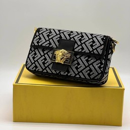 Сумка Fendi черная с белым 23x14