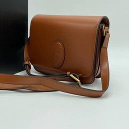 Женская сумка Yves Saint Laurent 19х16 коричневая кожаная