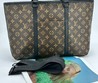 Женская кожаная сумка Louis Vuitton темно-коричневая с орнаментом LV 37x26