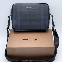 Сумка Burberry 25x19 кожаная синяя с черным