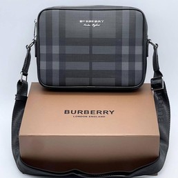 Сумка Burberry 25x19 кожаная серая с черным