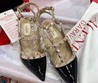 Женские туфли Valentino Garavani Rockstud 2022-2023 черные с бежевым