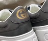 Мужские кожаные кроссовки Gucci 2022-2023 серые с синим