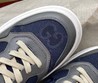 Мужские кожаные кроссовки Gucci 2022-2023 серые с синим