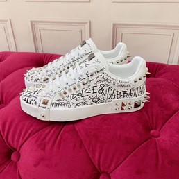 Мужские кожаные кроссовки Dolce & Gabbana Portofino 2022-2023 с заклепками