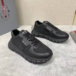 Мужские кожаные кроссовки Prada 2022-2023 черные