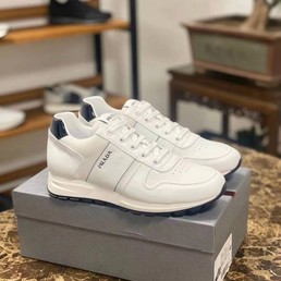 Мужские кожаные кроссовки Prada 2022-2023 белые