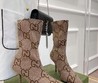 Женские сапоги Gucci 2022-2023 коричневые с рисунком