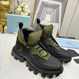 Мужские кроссовки Prada 2022-2023 черные с зеленым комбинированные