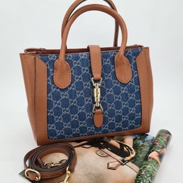 Женская сумка Gucci 2022-2023 синяя с коричневым 31х23