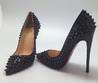 Женские кожаные черные туфли с шипами Christian Louboutin Pigalle