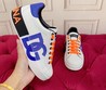 Мужские кожаные кроссовки Dolce & Gabbana 2022-2023 белые с синим и оранжевым