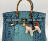 Женская кожаная сумка Hermes 2022-2023 голубая 35х30