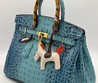 Женская кожаная сумка Hermes 2022-2023 голубая 35х30