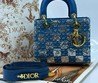Женская сумка Christian Dior 2022-2023 синяя с пайетками 20х17