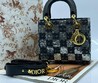 Женская сумка Christian Dior 2022-2023 черная с серым и пайетками 20х17
