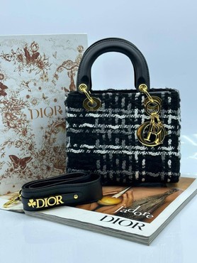 Женская сумка Christian Dior 2022-2023 черная с белым 20х17