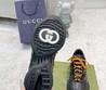 Женские кожаные кроссовки Gucci 2022-2023 черные с фирменным принтом