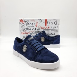 Мужские замшевые кроссовки Dolce & Gabbana 2022-2023 синие с белой подошвой